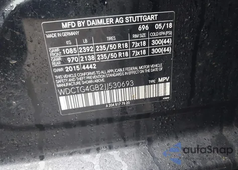 2018 Mercedes-Benz Gla 250 4Matic from USA, damaged, VIN WDCTG4GB2JJ530693